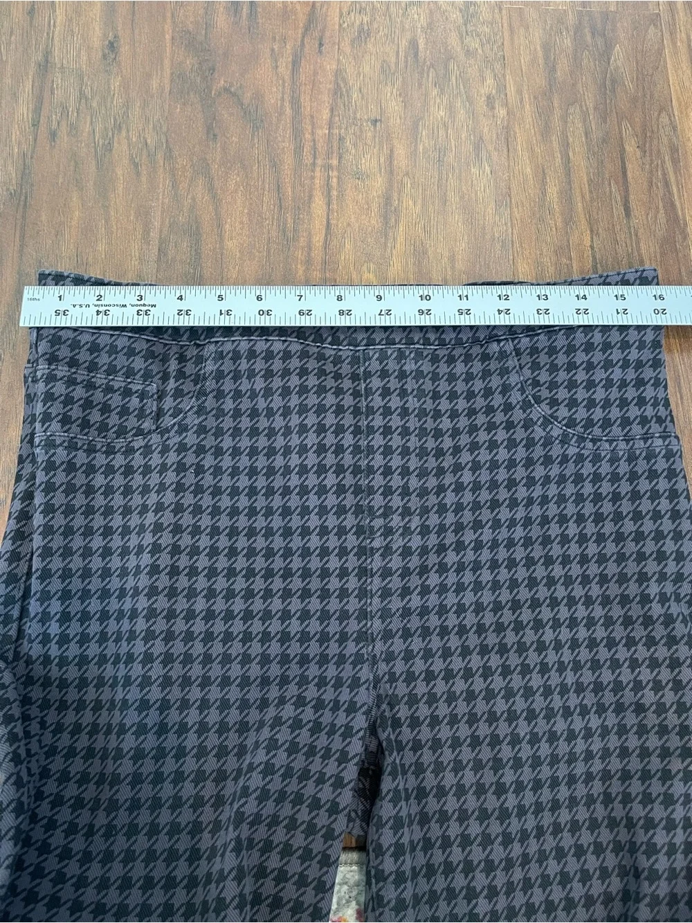 Spanx Jeanish Ankle Leggings Houndstooth Black Gray Size XL